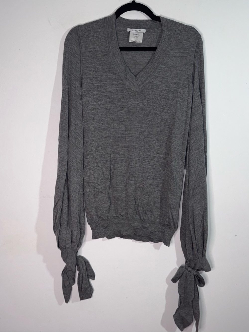 Givenchy Fall 2010 Riccardo Tisci Wool Tie Cuff Sweater Gray M Made Italy